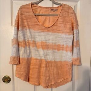 Mudd Peach and White Striped Long Sleeve Top